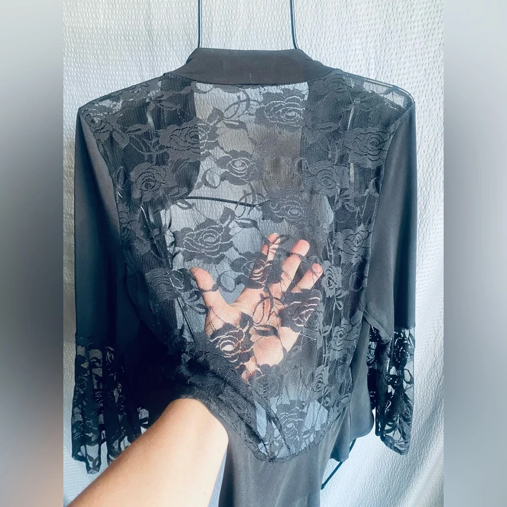 NWT Black Shrug with Lace Jacket/Top XL - Picture 2 of 10
